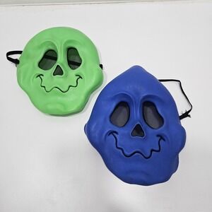 2 Vtg Easter Unlimited Green Blue Ghostface Skeleton Mask Youth Kids Halloween